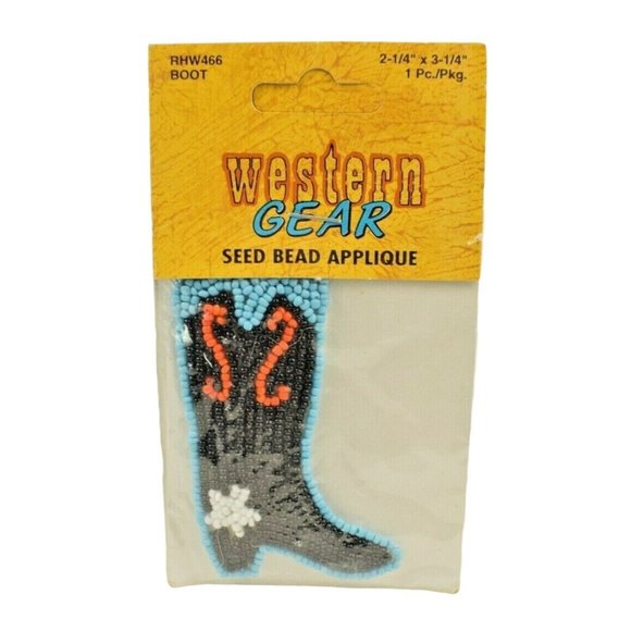 Wangs Western Gear Seed Bead Applique Cowboy Boot 1 Pc (New) - Picture 1 of 2